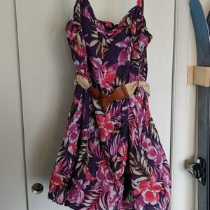 Torrid 26 Hawaiian spaghetti strap belt dress